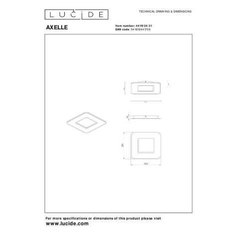 AXELLE - Plafonnier - LED Dim. - 1x24W 2700K - 3 StepDim - Blanc