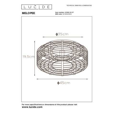 MELOPEE - Plafonnier - Ø 45 cm - 1xE27 - Turquoise