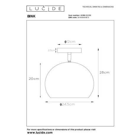 BINK - Plafonnier - Ø 24,5 cm - 1xE27 - Vert