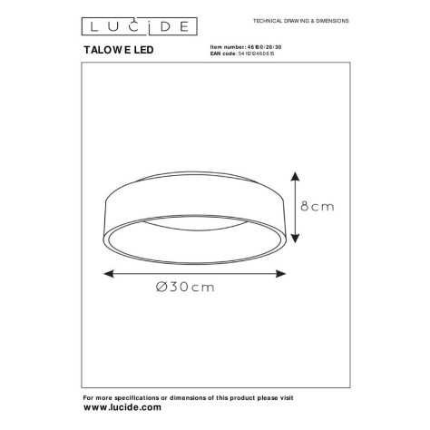 TALOWE LED - Plafonnier - Ø 30 cm - LED Dim. - 1x20W 3000K - Noir