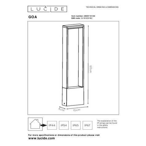 GOA - Borne extérieur - LED - 1x10W 3000K - IP54 - Anthracite