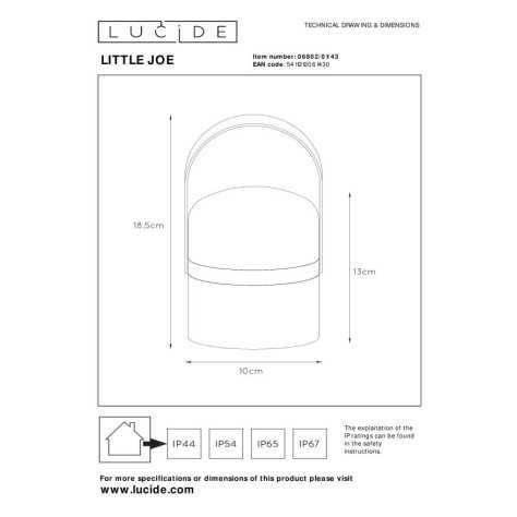 LITTLE JOE - Lampe de table Intérieur/Extérieur Rechargeable - Batterie/Piles - Ø 10 cm - LED Dim. - 1x0,3W 2800K/3200K