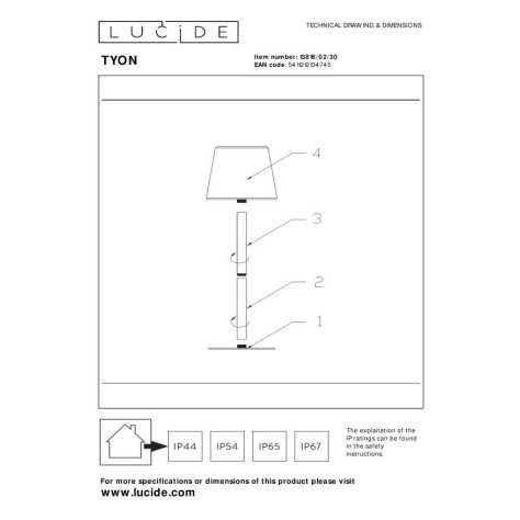 TYON - Lampe de table Intérieur/Extérieur Rechargeable - Batterie/Piles - LED Dim. - IP65 - Noir