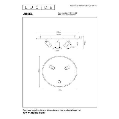 JUBEL - Plafonnier - Ø 48 cm - LED Dim. - 2700K - Or Mat / Laiton