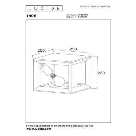 THOR - Plafonnier - 1xE27 - Fer gris