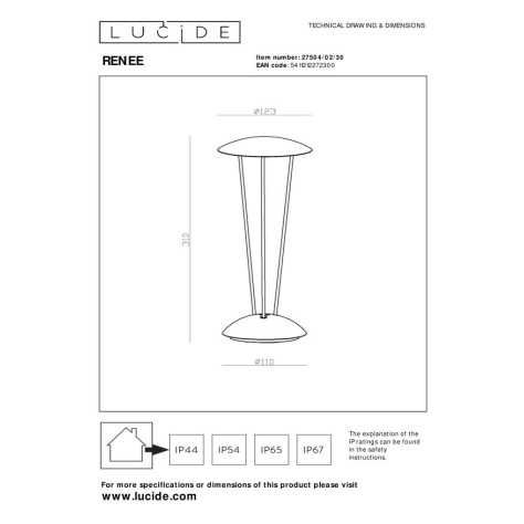 RENEE - Lampe de table Intérieur/Extérieur Rechargeable - Batterie/Piles - Ø 12,3 cm - LED Dim. - 1x2,2W 2700K/3000K -