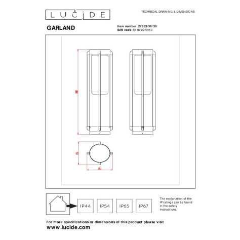 GARLAND - Lampe de table Intérieur/Extérieur - Ø 15,1 cm - 1xE27 - IP44 - Noir