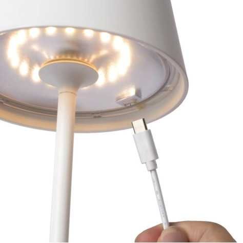 JUSTIN - Lampe de table Intérieur/Extérieur Rechargeable - Batterie/Piles - Ø 11 cm - LED Dim. - 1x2,2W 2700K/3000K - I