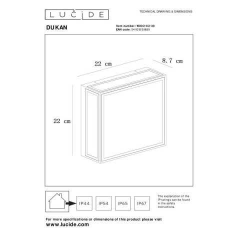 DUKAN - Plafonnier Intérieur/Extérieur - 2xE27 - IP65 - Noir