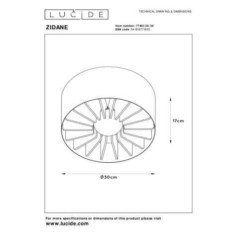 ZIDANE - Plafonnier - Ø 30 cm - 1xE27 - Noir