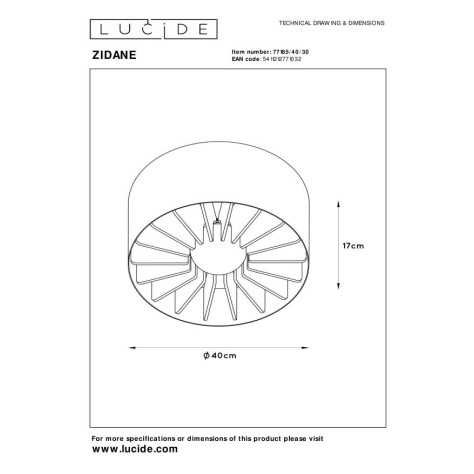 ZIDANE - Plafonnier - Ø 40 cm - 1xE27 - Noir