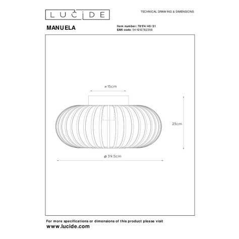 MANUELA - Plafonnier - Ø 39,5 cm - 1xE27 - Blanc
