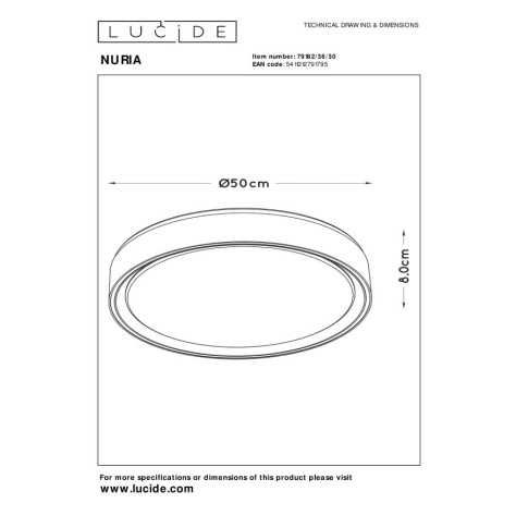 NURIA - Plafonnier - Ø 50 cm - LED Dim. - 1x36W 2700K - 3 StepDim - Noir