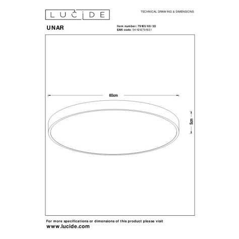 UNAR - Plafonnier - Ø 60 cm - LED Dim. - 1x60W 2700K - 3 StepDim - Noir