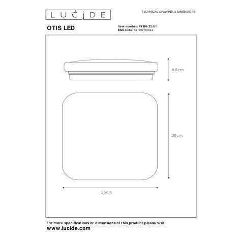 OTIS - Plafonnier - LED - 1x20W 3000K - Opalin