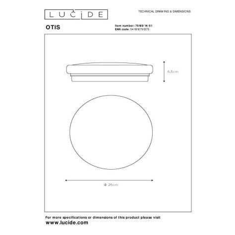 OTIS - Plafonnier - Ø 26 cm - LED - 1x14W 3000K - Opalin