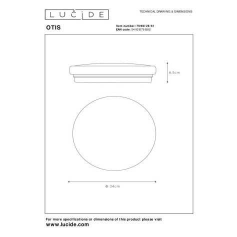 OTIS - Plafonnier - Ø 34 cm - LED - 1x24W 3000K - Opalin