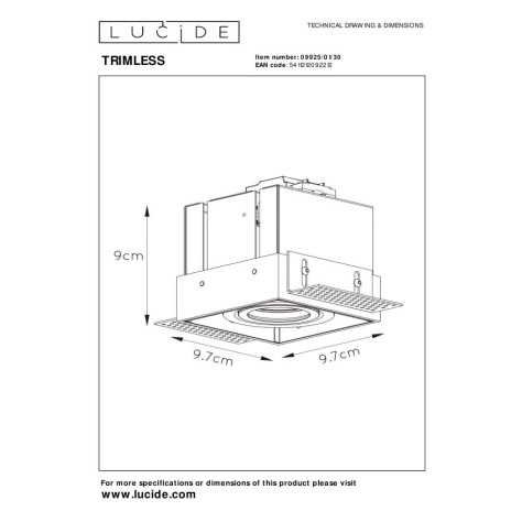 TRIMLESS - Spot encastrable - 1xGU10 - Noir