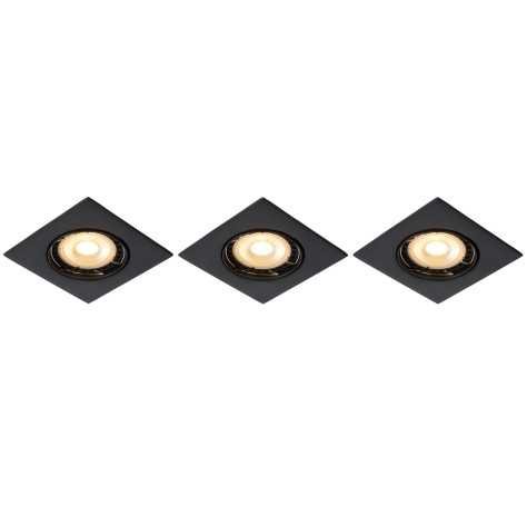 FOCUS - Spot encastrable - LED Dim. - GU10 - 3x5W 3000K - Noir - Ensemble de 3