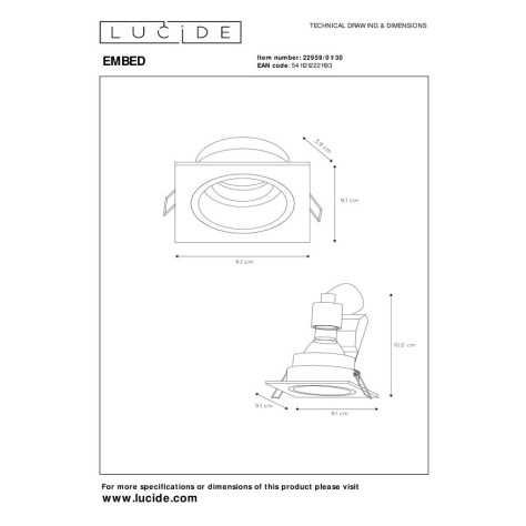 EMBED - Spot encastrable - 1xGU10 - Noir