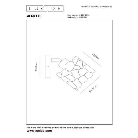 ALMELO - Spot mural / Applique mural - Ø 12 cm - 1xE14 - Noir