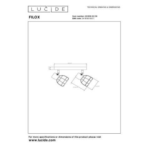FILOX - Spot plafond - 2xE14 - Noir