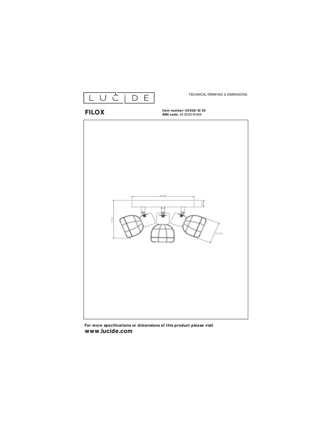 FILOX - Spot plafond - Ø 25 cm - 3xE14 - Noir