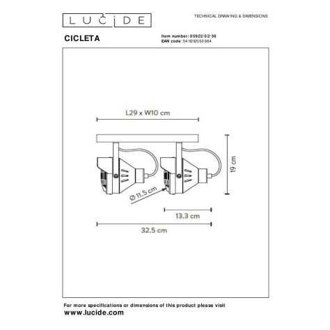CICLETA - Spot plafond - 2xGU10 - Noir