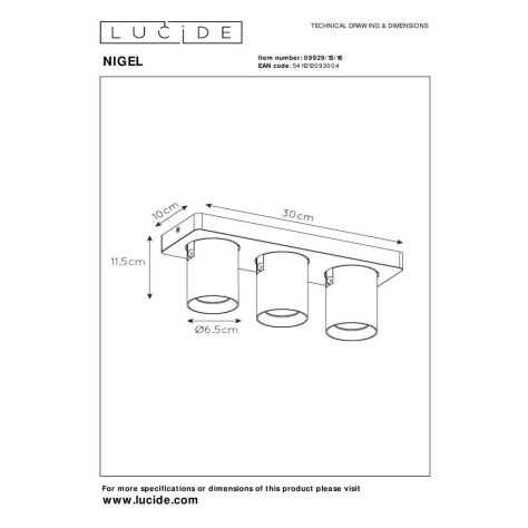 NIGEL - Spot plafond - LED Dim to warm - GU10 - 3x5W 2200K/3000K - Anthracite