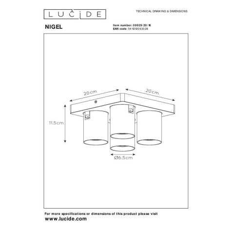 NIGEL - Spot plafond - LED Dim to warm - GU10 - 4x5W 2200K/3000K - Anthracite