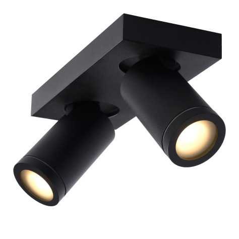 TAYLOR - Spot plafond Salle de bains - LED Dim to warm - GU10 - 2x5W 2200K/3000K - IP44 - Noir