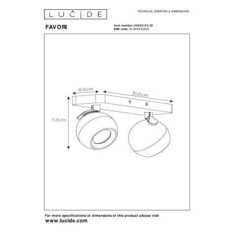 FAVORI - Spot plafond - 2xGU10 - Noir