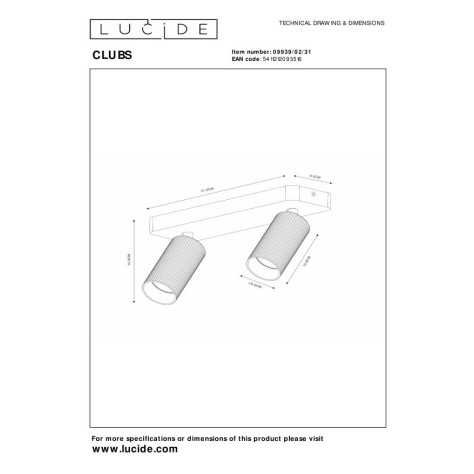 CLUBS - Spot plafond - 2xGU10 - Blanc