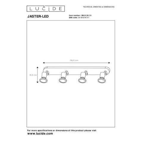 JASTER-LED - Spot plafond - LED - GU10 - 4x5W 2700K - Blanc