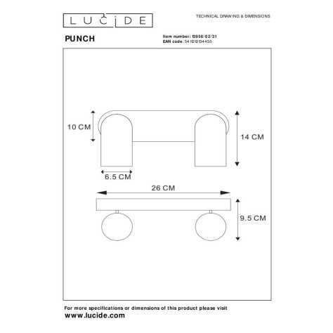 PUNCH - Spot plafond - 2xGU10 - Blanc