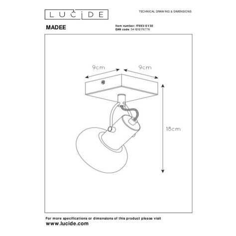 MADEE - Spot plafond - 1xE14 - Noir