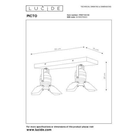 PICTO - Spot plafond Chambres d'enfant - 2xGU10 - Bleu