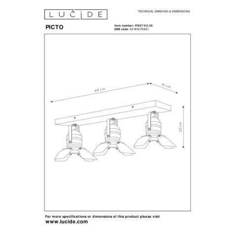 PICTO - Spot plafond Chambres d'enfant - 3xGU10 - Bleu
