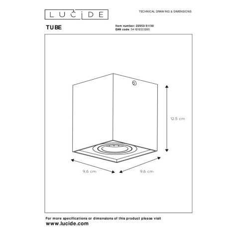 TUBE - Spot plafond - 1xGU10 - Noir