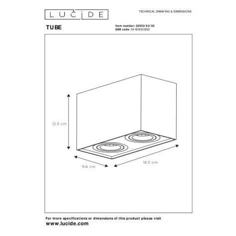 TUBE - Spot plafond - 2xGU10 - Noir