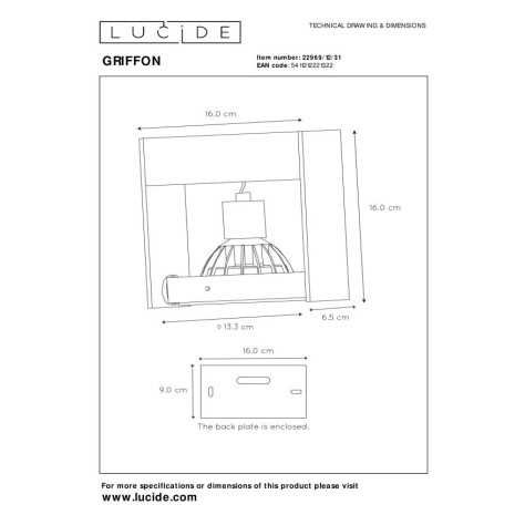 GRIFFON - Spot plafond - LED Dim to warm - GU10 (ES111) - 1x12W 2200K/3000K - Blanc