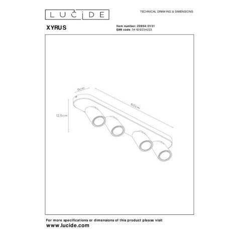 XYRUS - Spot plafond - LED Dim to warm - GU10 - 4x5W 2200K/3000K - Blanc
