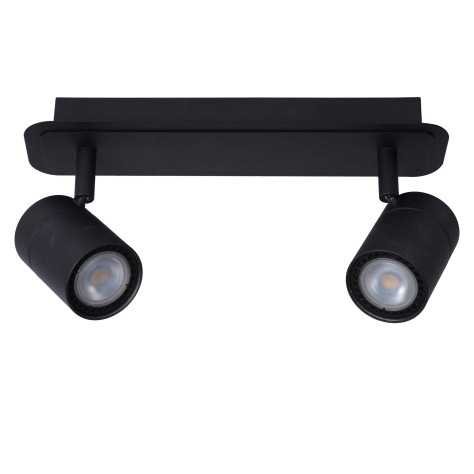 LENNERT - Spot plafond Salle de bains - LED Dim. - GU10 - 2x5W 3000K - IP44 - Noir