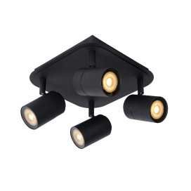 LENNERT - Spot plafond Salle de bains - LED Dim. - GU10 - 4x5W 3000K - IP44 - Noir