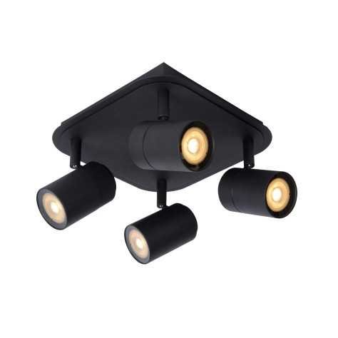 LENNERT - Spot plafond Salle de bains - LED Dim. - GU10 - 4x5W 3000K - IP44 - Noir