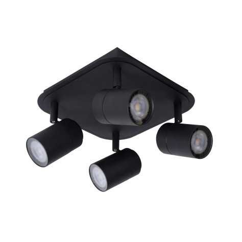 LENNERT - Spot plafond Salle de bains - LED Dim. - GU10 - 4x5W 3000K - IP44 - Noir
