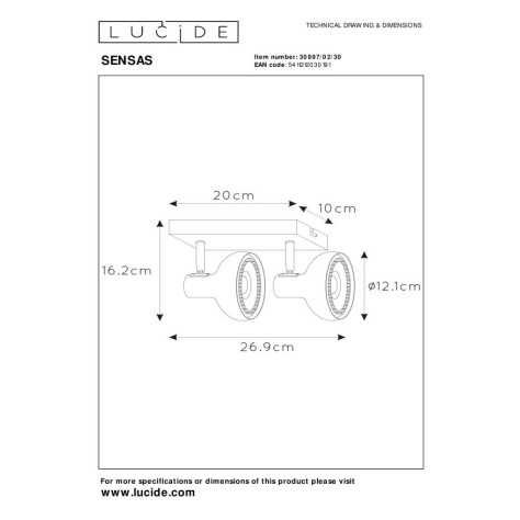 SENSAS - Spot plafond - 2xGU10 (ES111) - Noir