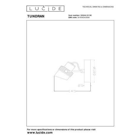 TUNDRAN - Spot plafond - 1xGU10 - Noir