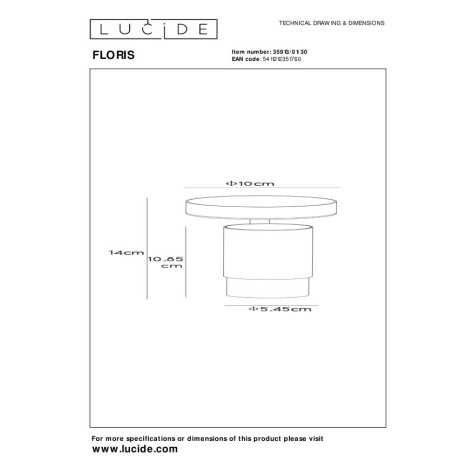 FLORIS - Spot plafond - Ø 10 cm - 1xGU10 - Noir