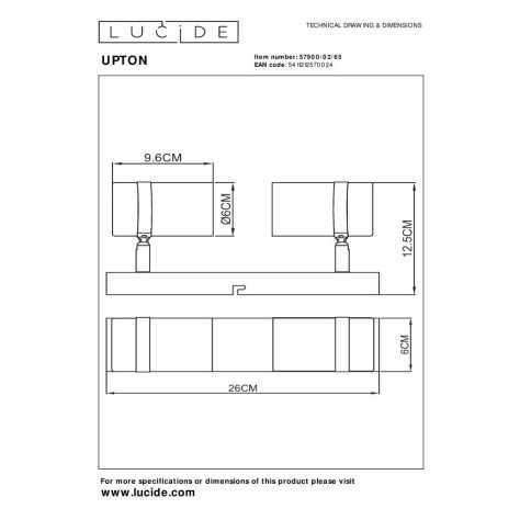 UPTON - Spot plafond - 2xGU10 - Fumé